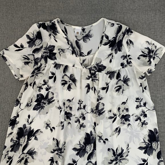 Rokoko Floral Flowy Chiffon Dress Relaxed Fit Small Polyester Short Sleeve Vneck - Picture 2 of 11